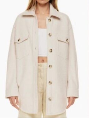 WILFRED FREE The Ganna Off-White Merino Wool Utility Shirt Jacket Shacket